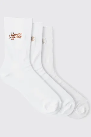 Boohoo Mens 3 Pack Homme Rolled Edge Socks