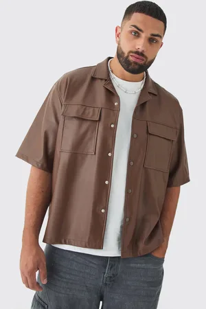 Boohoo Mens Plus PU Short Sleeve Overshirt