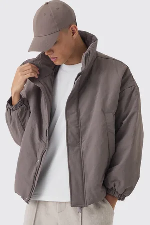 Boohoo Mens Oversized Boxy Padded Funnel Neck Coat In