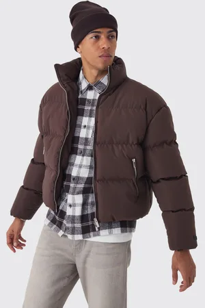 Boohoo Mens Man Boxy Fit Funnel Neck Puffer Coat In