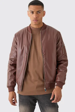 Boohoo Mens Padded PU Ma1 Bomber Jacket In