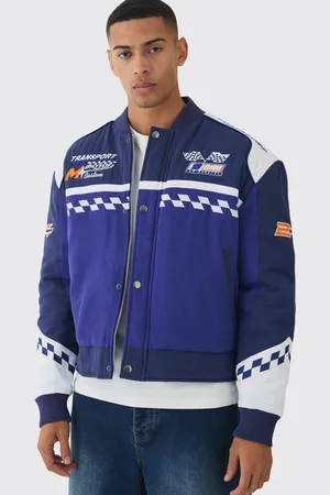 Boohoo Mens Oversized Boxy Official Twill Padded Moto Jacket In