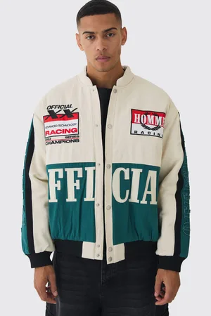 Boohoo Mens Oversized Official Twill Padded Moto Jacket In
