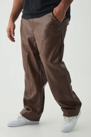 Boohoo Mens Plus PU Relaxed Fit Carpenter Trousers