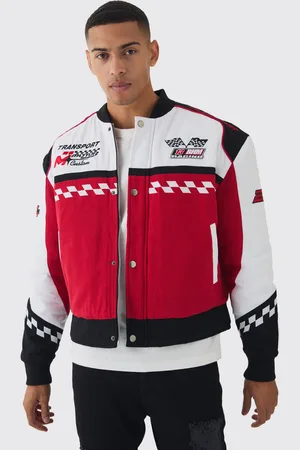 Boohoo Mens Oversized Boxy Official Twill Padded Moto Jacket In