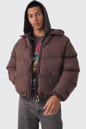Boohoo Mens Man Regular Fit Hooded Puffer Coat In