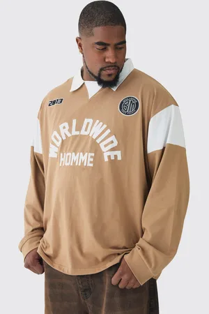 Boohoo Mens Plus Oversized Worldwide Applique Rugby Polo