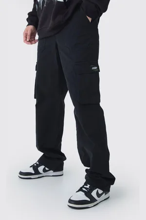 Boohoo Mens Tall Fixed Waist Branded Relaxed Fit Cargo Trousers