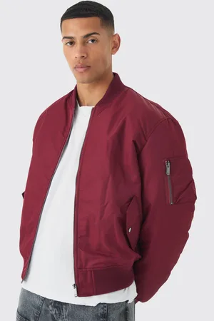 Boohoo Mens Oversized Boxy Padded Nylon Bomber Jacket In