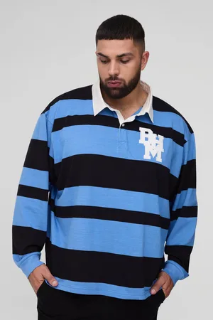 Boohoo Mens Plus Oversized BHM Stripe Applique Polo