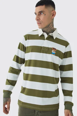 Boohoo Mens Plus Stripe Embroidered Rugby Polo