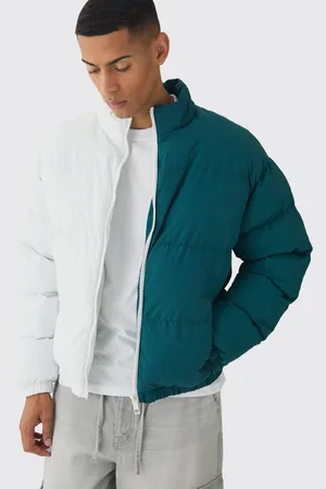 Boohoo Mens Half And Half Funnel Neck Puffer Jacket In