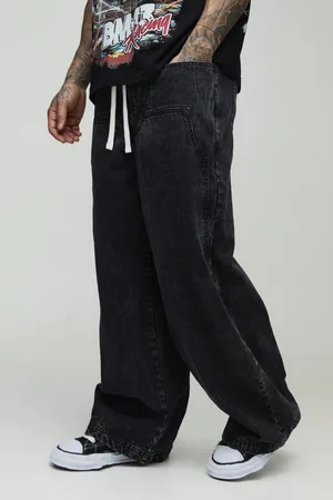 Boohoo Mens Tall Acid Wash Parachute Fit Elasticated Waist Carpenter Trousers