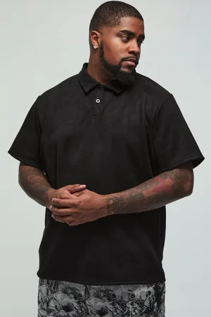 Boohoo Mens Plus Slim Faux Suede Polo
