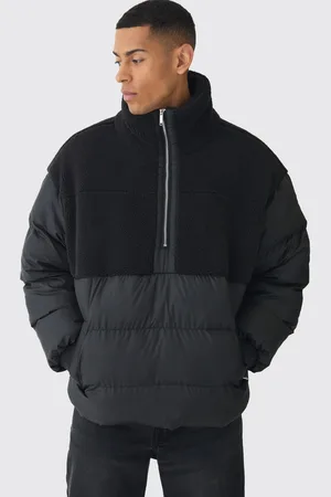 Boohoo Mens Wavy Quilted Hooded Puffer Jacket In