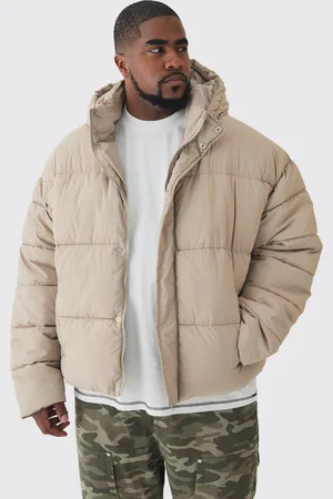 Boohoo Mens Plus Boxy Crinkle Nylon Puffer Jacket In