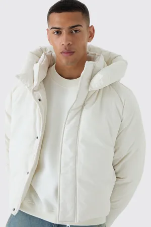 Boohoo Mens Boxy Raglan Hooded Puffer Coat In