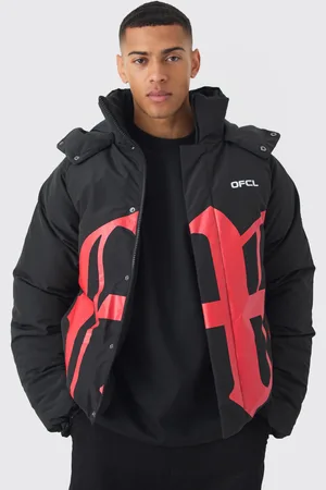 Boohoo Mens Gothic M Extreme Heavy Filled Hooded Puffer Coat In