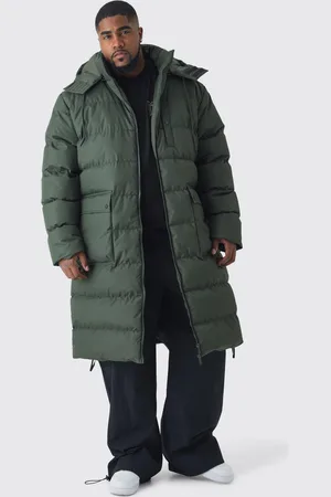 Boohoo Mens Plus Longline Hooded Puffer Jacket In