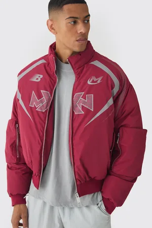 Boohoo Mens Oversized Boxy Moto Puffer Bomber Jacket