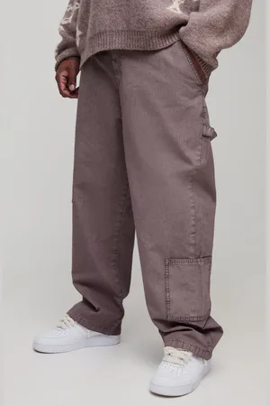 Boohoo Mens Plus Washed Ripstop Relaxed Fit Carpenter Trousers