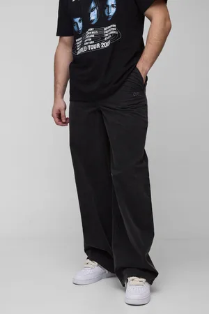 Boohoo Mens Tall Washed Ripstop Embroidered Baggy Trousers
