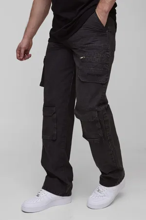 Boohoo Mens Tall Washed Ripstop Embroidered Relaxed Fit Cargo Trousers