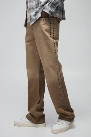 Boohoo Mens Slim Flare Silver Studded Jeans