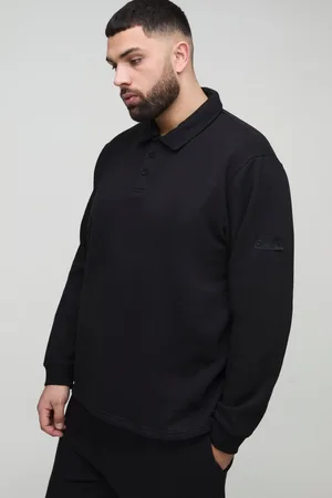 Boohoo Mens Plus Woven Tab Rugby Polo
