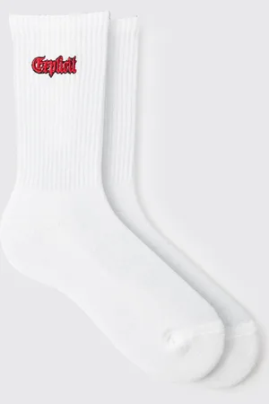 Boohoo Mens Explicit Embroidered Half Terry Socks