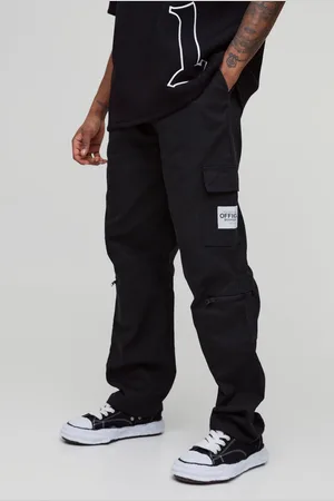 Boohoo Mens Tall Straight Leg Ankle Grazer Woven Tab Cargo Trouser
