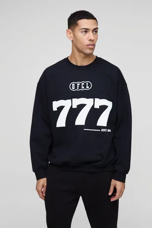 Boohoo Mens Oversized Puff Print Moto Sweatshirt