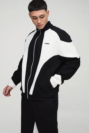 Boohoo Mens Oversized Funnel Neck Colour Block Zip Through Track Top