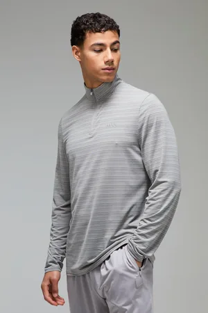 Boohoo Mens Man Active Regular Fit Engineered Performance 1/4 Zip