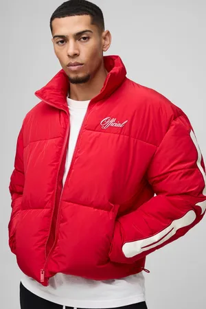 Boohoo Mens Boxy Funnel Neck Skeleton Puffer Jacket