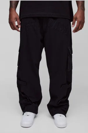 Boohoo Mens Plus Applique Split Hem Cargo Trousers