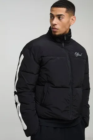 Boohoo Mens Boxy Funnel Neck Skeleton Puffer Jacket