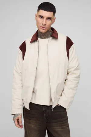 Boohoo Mens Tall Cord Contrast Collar Oversized Fit Padded Jacket