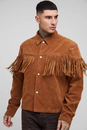 Boohoo Mens Tall Faux Suede Oversized Tassel Jacket