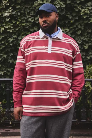 Boohoo Mens Plus Oversized Embroidered Faux Layer Stripe Polo
