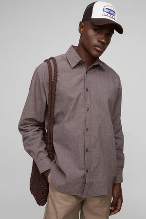 Boohoo Mens Super Oversized Micro Check Long Sleeve Shirt