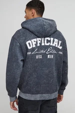 Boohoo Mens Oversized Official Washed Zip Through Hoodie