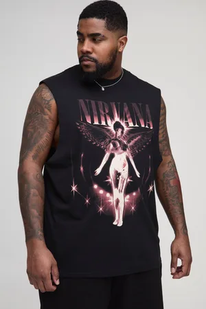 Boohoo Mens Plus Nirvana License Print Regular Fit vest