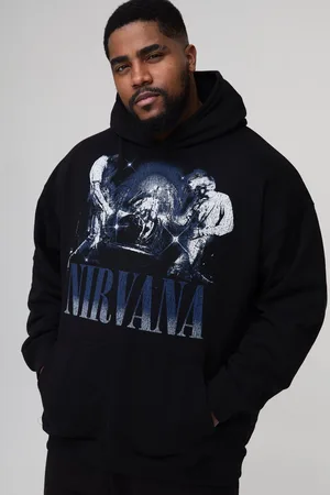Boohoo Mens Plus Nirvana License Print Regular Fit Hoodie