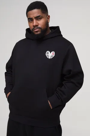 Boohoo Mens Plus Rib Cage Embroidered Regular Fit Hoodie