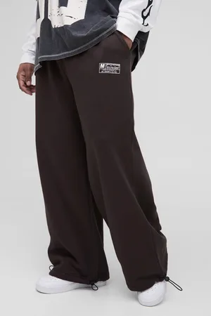 Boohoo Mens Plus Wide Leg Tie Cuff Double Waistband Joggers