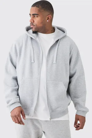 Boohoo Mens Plus Basic Zip Through Hoodie In