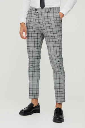 Boohoo Mens Super Skinny Check Crop Trouser