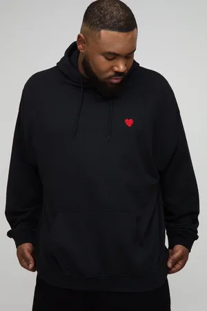 Boohoo Mens Plus Heart Embroidered Hoodie