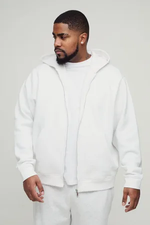 Boohoo Mens Plus 330GSM Basic Zip Through Regular Fit Hoodie
